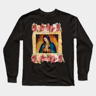 Our Lady of Guadalupe Virgin Mary Mexico Tilma Juan Diego Long Sleeve T-Shirt